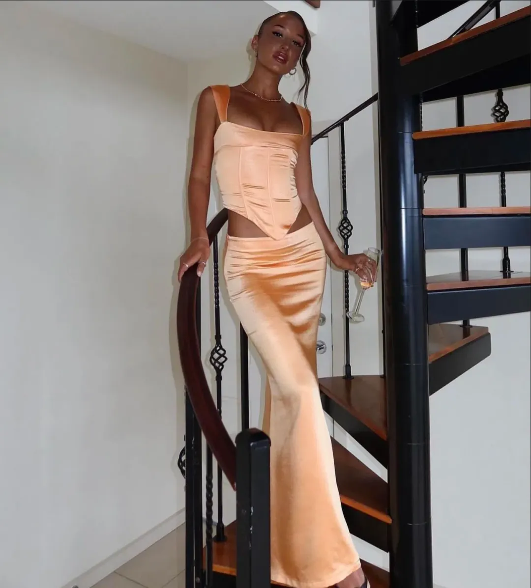 I Am Delilah Valerie Corset and Maxi Skirt Set in Sherbet Size XS / AU 6 for rent on The Volte - main image