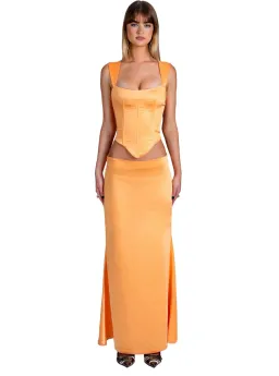 I Am Delilah Valerie Corset and Maxi Skirt Set in Sherbet Size XS / AU 6 for rent on The Volte - image 1