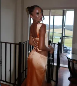 I Am Delilah Valerie Corset and Maxi Skirt Set in Sherbet Size XS / AU 6 for rent on The Volte - image 6