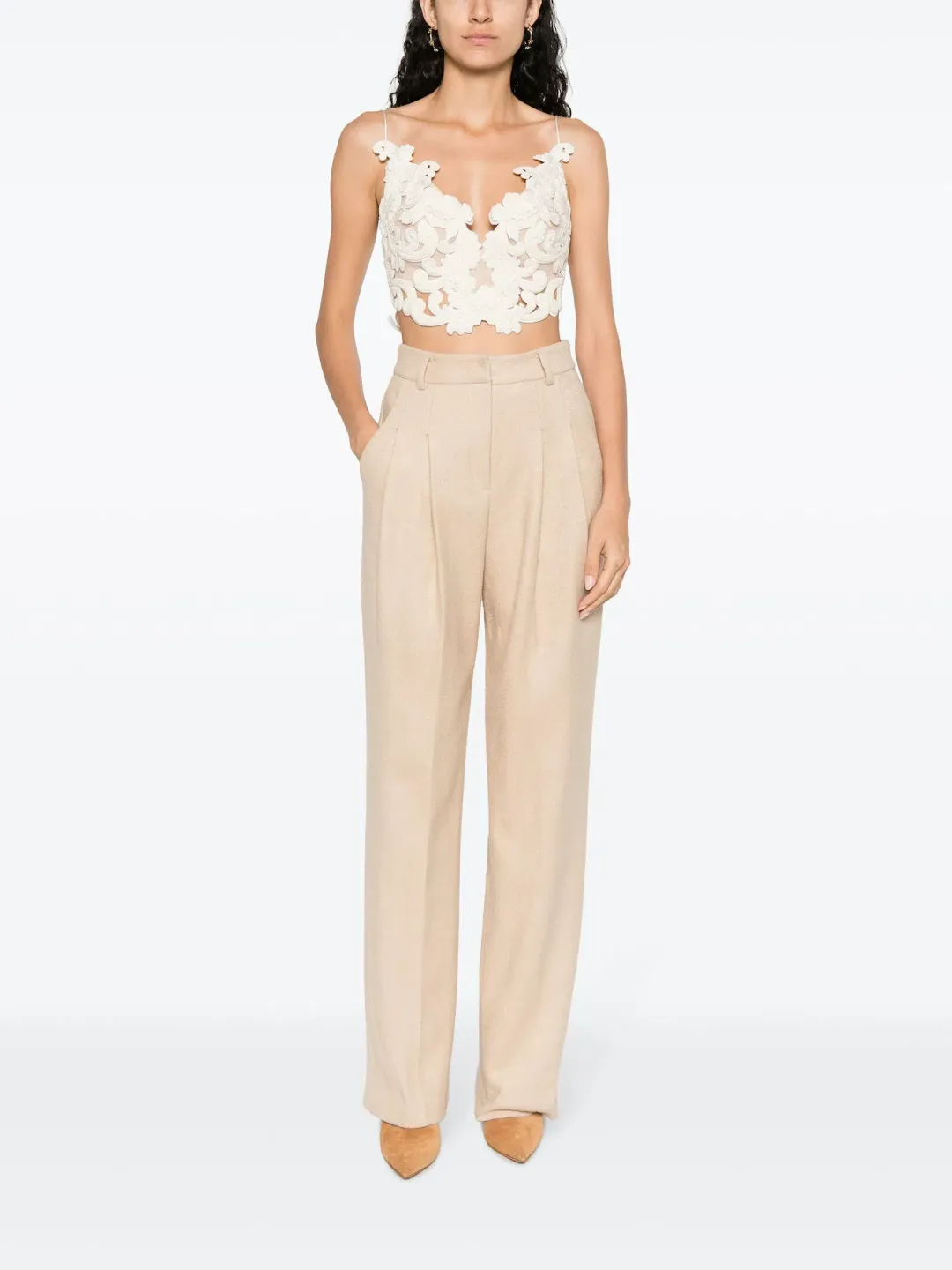 Zimmermann Sensory Velvet Lace Bodice Macadamia Size 0P / AU 6P for rent on The Volte - main image