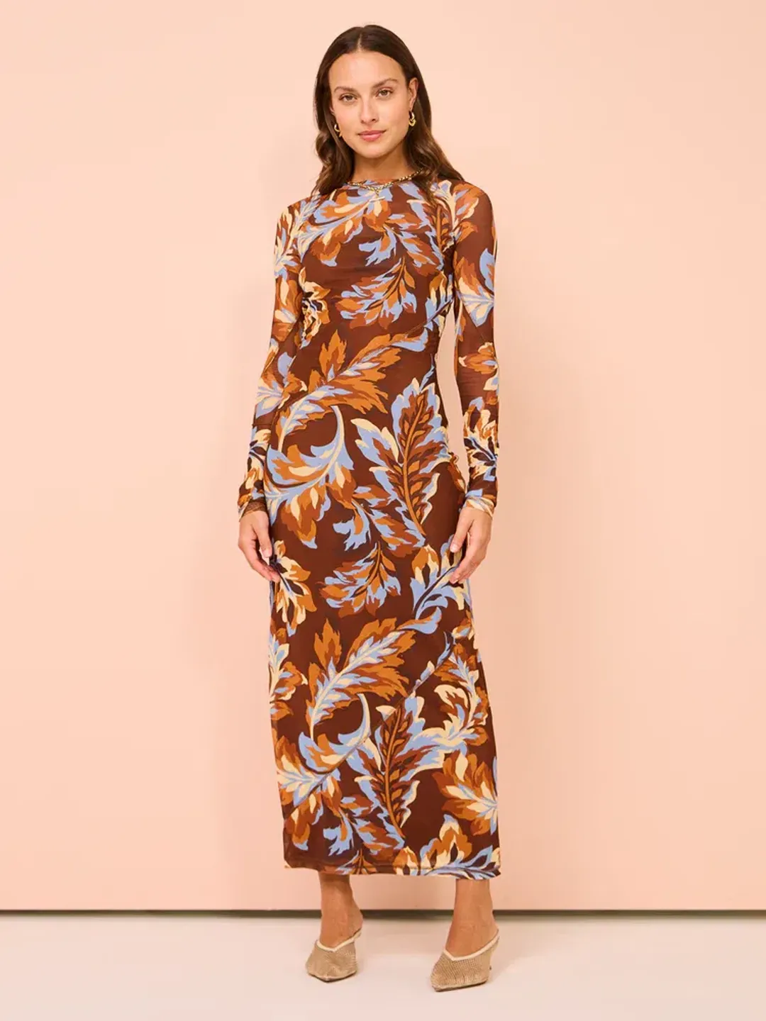 Ownley Carla Dress Retro Leaf Size AU 8 for rent on The Volte - main image