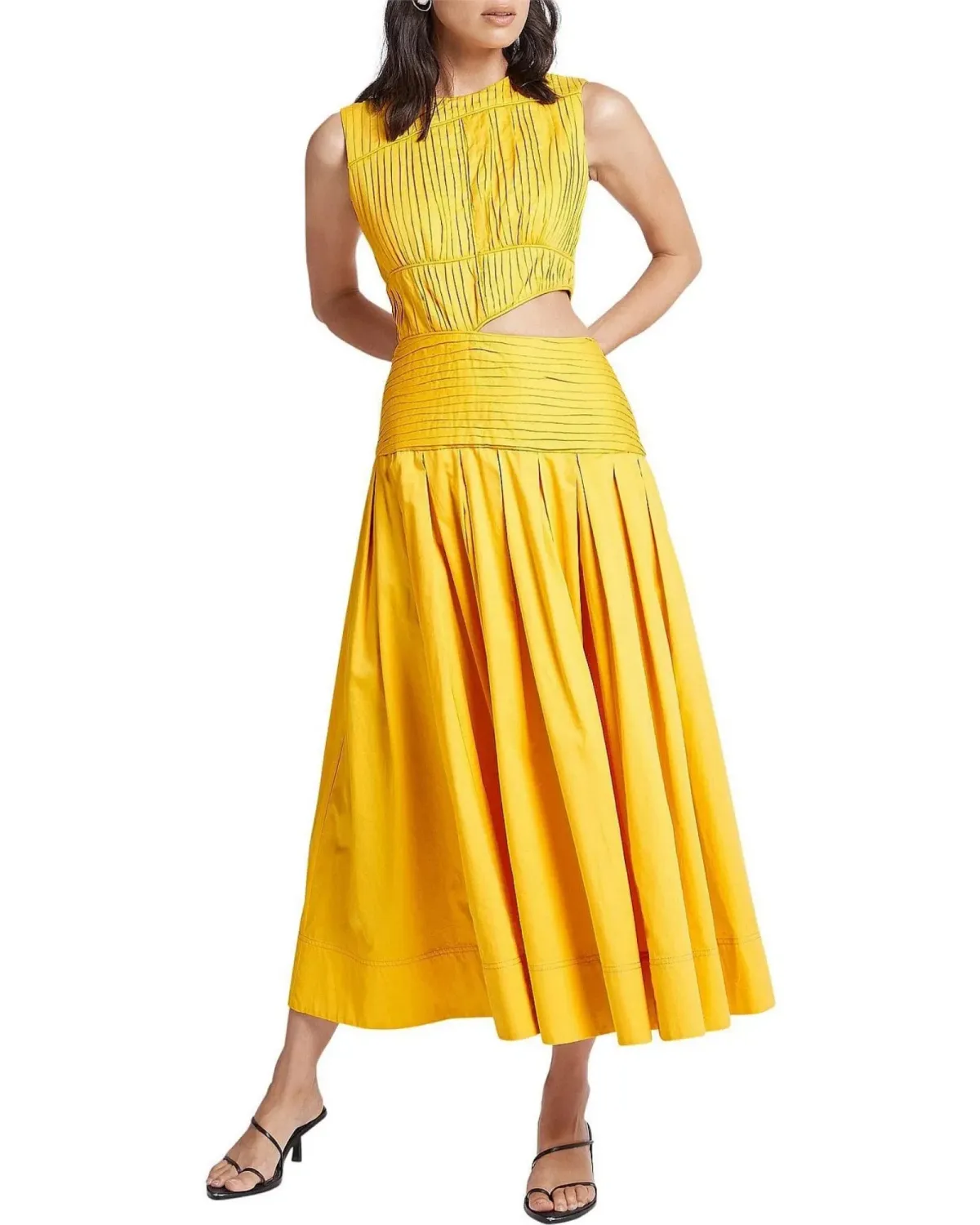 Aje Cascade Cut Out Dress Yellow Size AU 10 for rent on The Volte - main image
