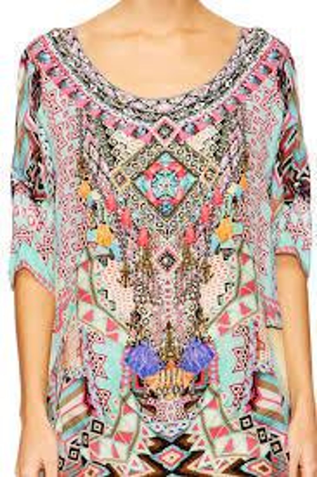 Camilla Mochilla Chiller Short Round Neck Kaftan Print One Size for rent on The Volte - main image