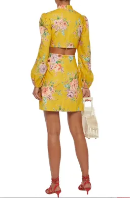 Zimmermann Zinnia Bow Cut Out Short Dress Golden Floral Size 1 / AU 10 for rent on The Volte - image 3