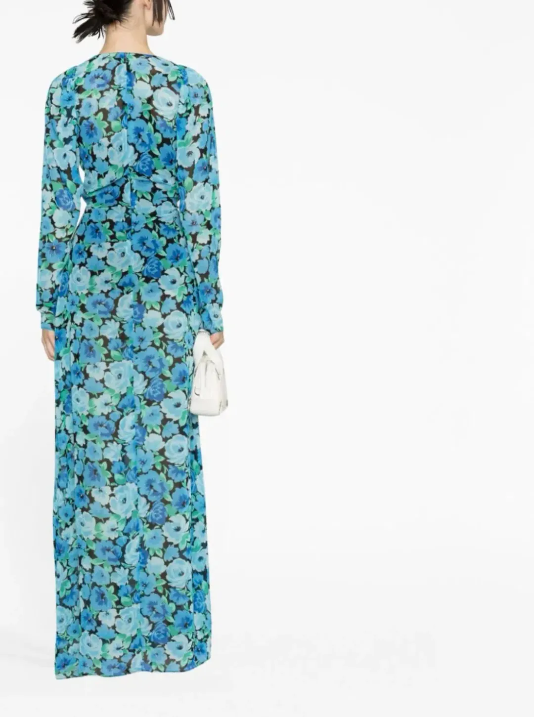 Rotate Birger Christensen Ruched Chiffon Maxi Dress Floral Print Size 12 for rent on The Volte - main image