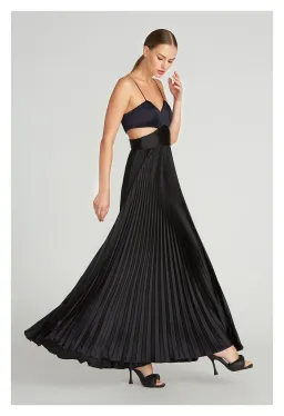 Amur Elodie Pleated Cut-Out Maxi Dress Navy & Black Size 8 for rent on The Volte - image 2