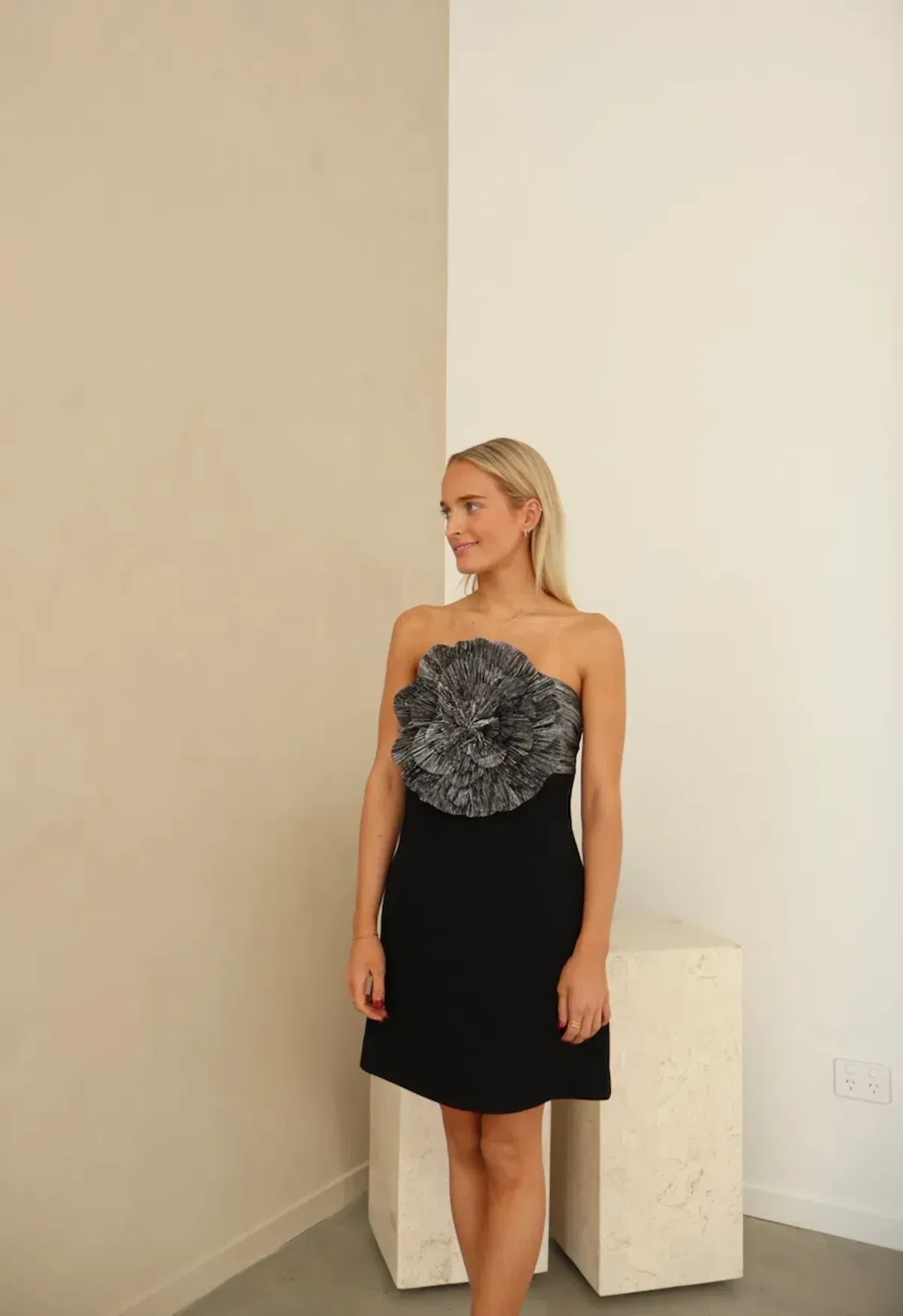 Rebecca Vallance Lumi Mini Dress Black & Silver - Image 1