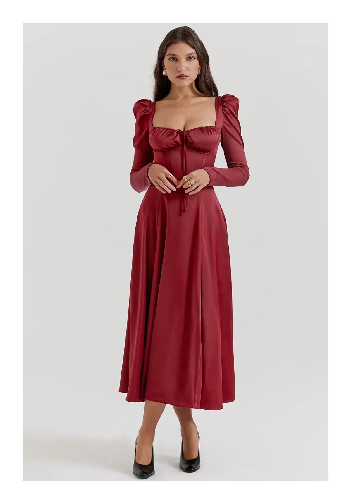 House of CB Sebille Ruby Corset Midi Dress Red Size L/ Au 12 - Image 1