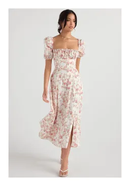 House of CB Tallulah Rose Print Puff Sleeve Midi Sundress Floral Size 12 for rent on The Volte - image 1