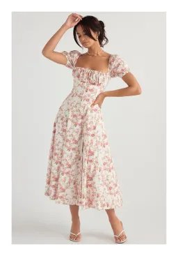House of CB Tallulah Rose Print Puff Sleeve Midi Sundress Floral Size 12 for rent on The Volte - image 2