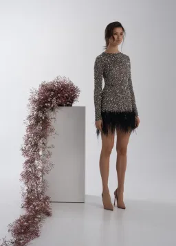Rachel Gilbert Nisha Mini Dress Gunmetal Size 4/AU14 for rent on The Volte - image 2