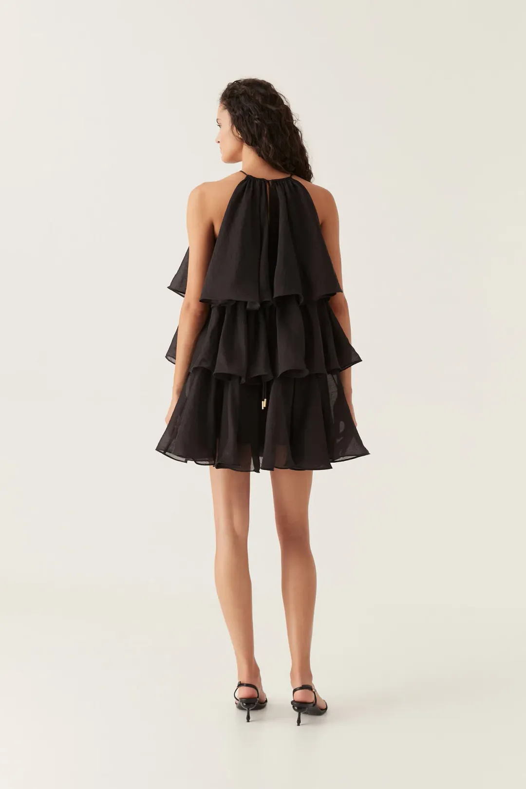 Aje Claudia Tiered Mini Dress Black Size 8 for rent on The Volte - main image