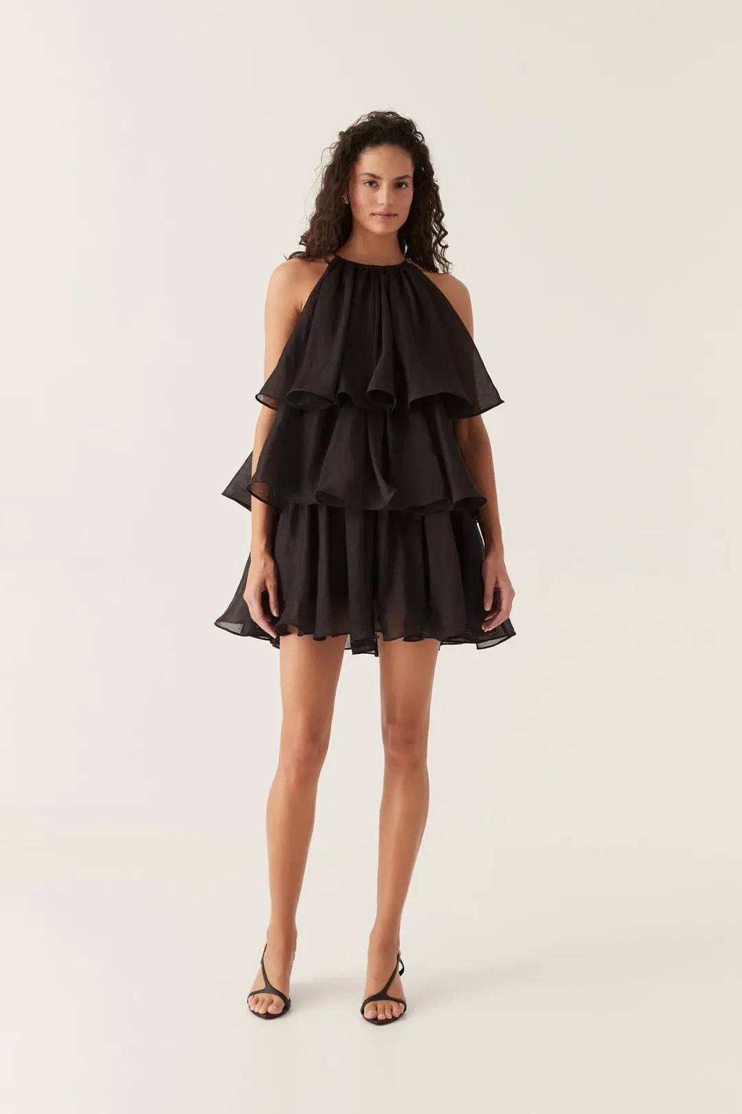Aje Claudia Tiered Mini Dress Black Size 8 for rent on The Volte - main image
