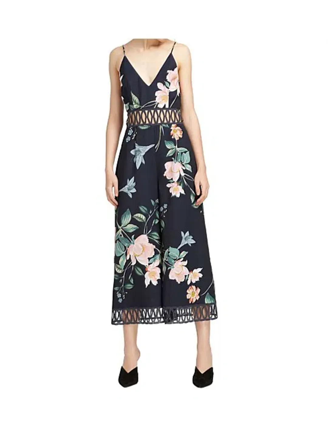 Keepsake Whispers Jumpsuit Navy garden Floral Size M/ AU 10 for rent on The Volte - main image