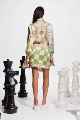 Alemais Checkmate Silk Mini Dress In Multi Size 8 for rent on The Volte - image 3