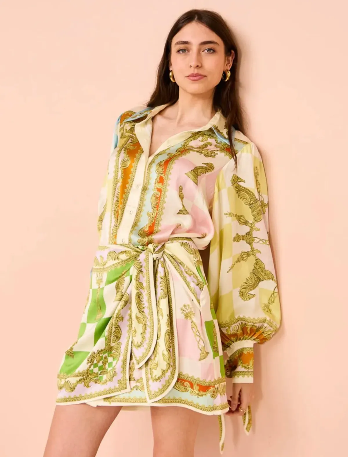 Alemais Checkmate Silk Mini Dress Multi Size 6 - Image 2