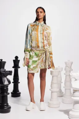 Alemais Checkmate Silk Mini Dress Multi Size 6 for rent on The Volte - image 1