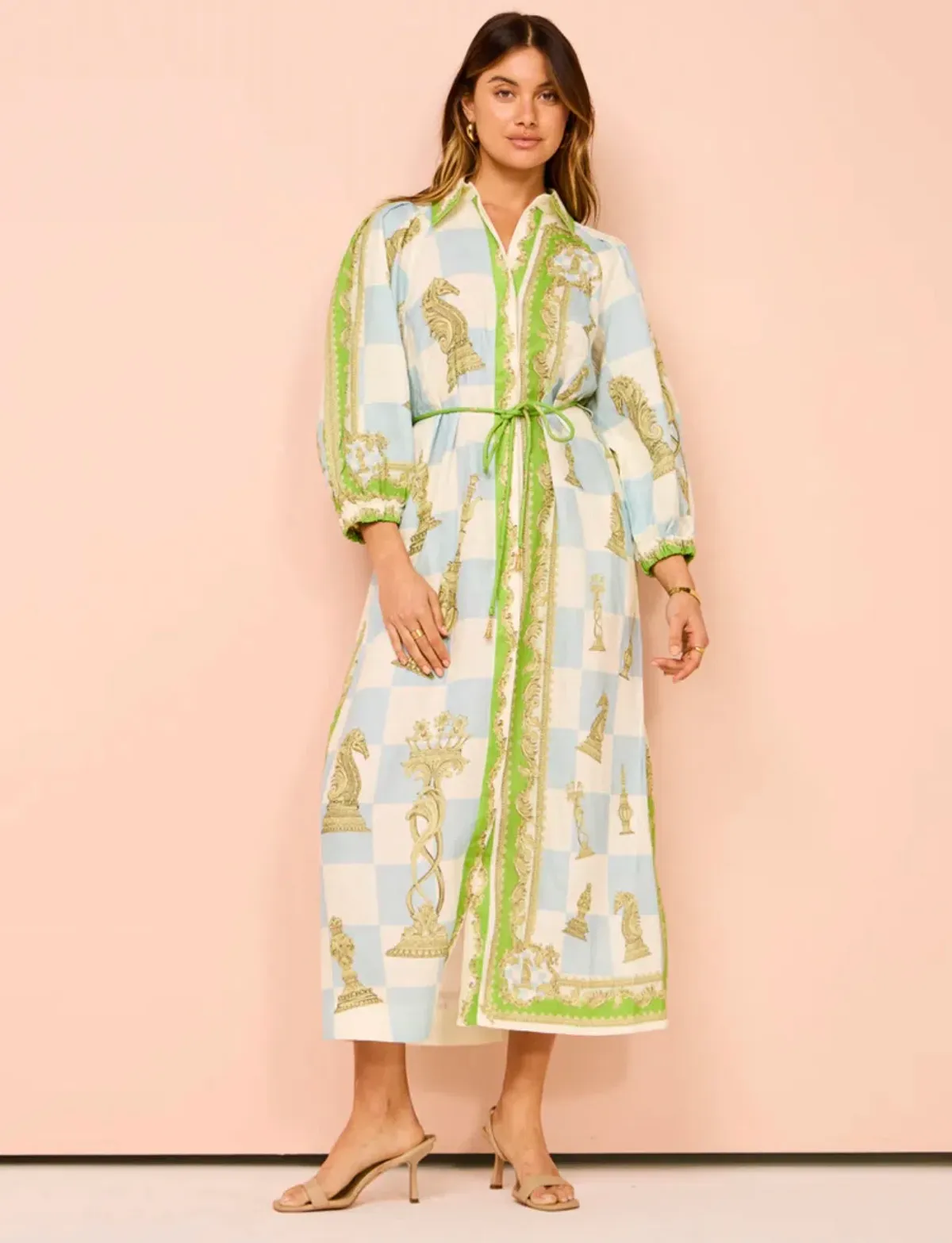 Alemais Checkmate Linen Shirt Dress Multi Size 10 - Image 1