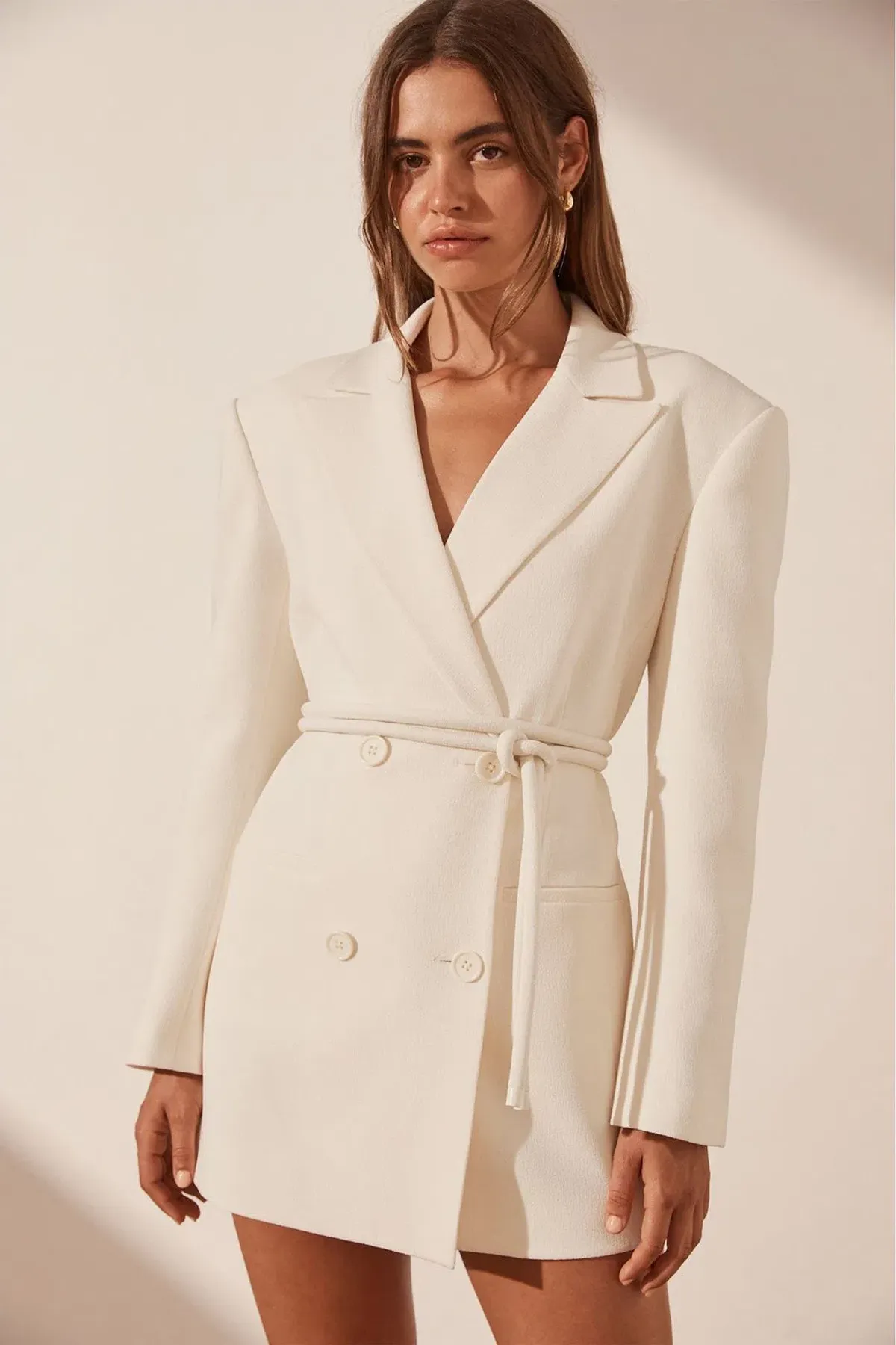 Shona Joy Amura Blazer Dress with Belt Cream Size 8 - Image 2
