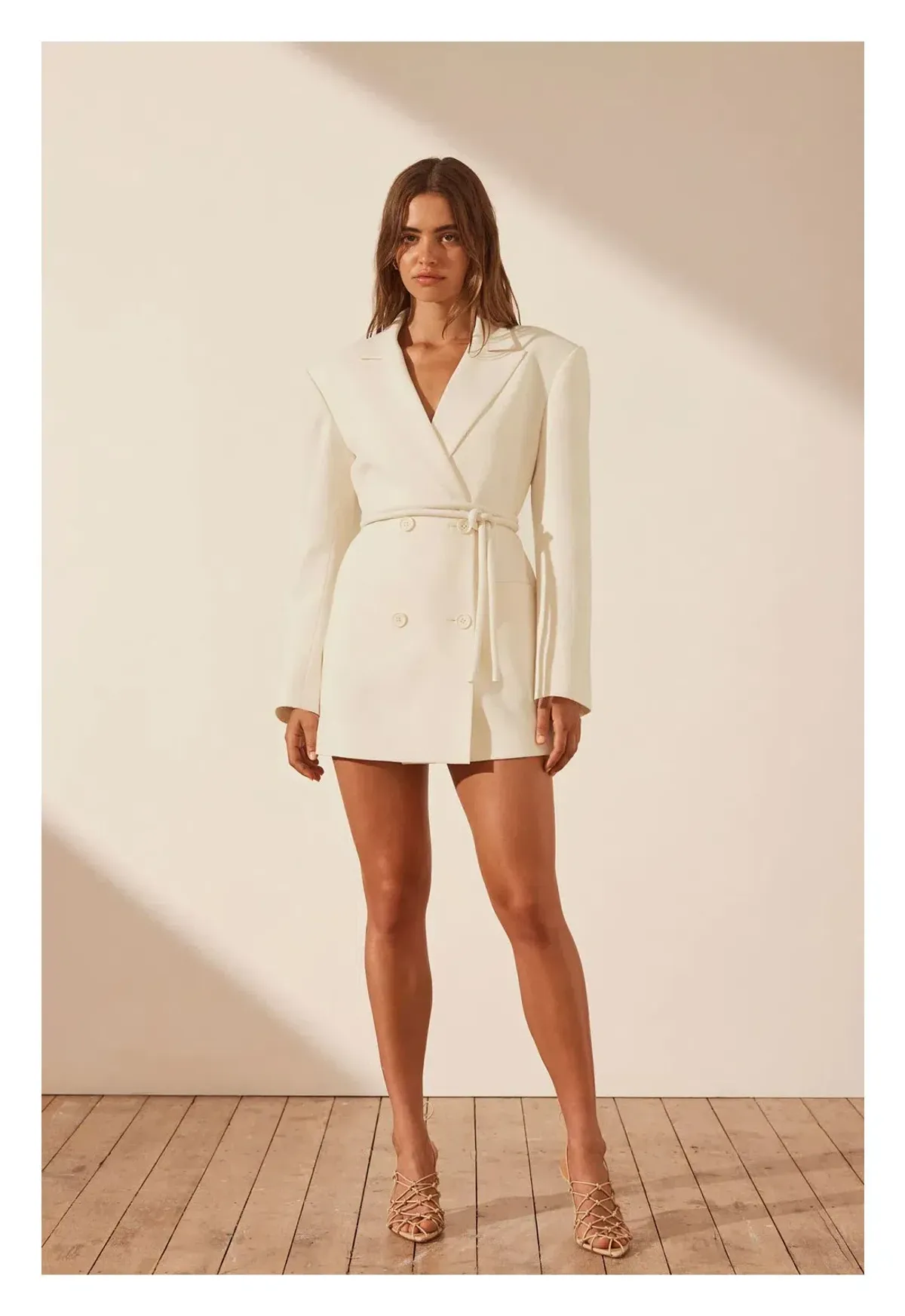 Shona Joy Amura Blazer Dress with Belt Cream Size 8 - Image 1