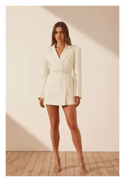 Shona Joy Amura Blazer Dress with Belt Cream Size 8 for rent on The Volte - image 1