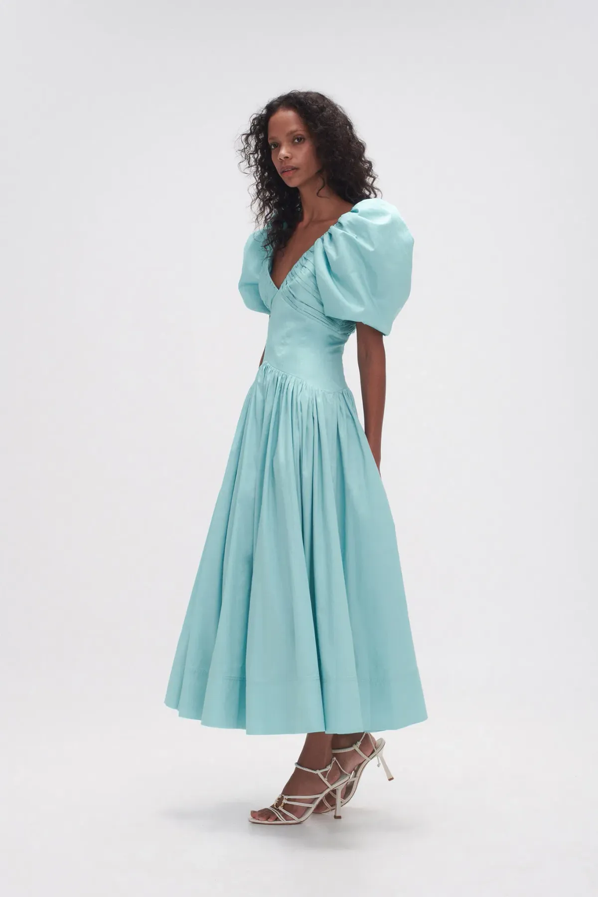 Aje Gabrielle Plunge Midi Dress Spearmint Blue Size 8 - Image 2