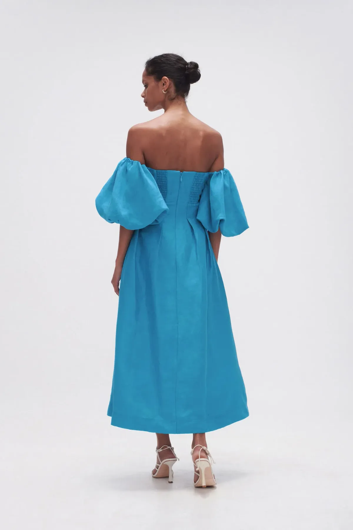 Aje Eugenie Off Shoulder Midi Dress Azure Blue Size 8 - Image 2