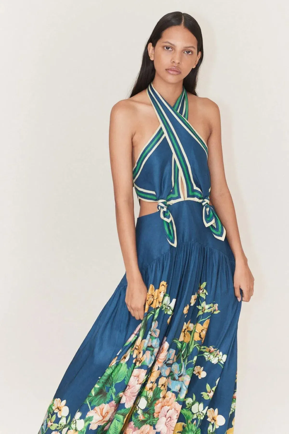 Alemais Lyla Halter Midi Dress Blue Size 8 - Image 3