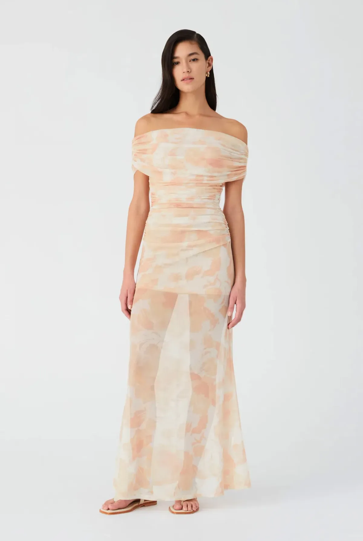 Misha Avyanna Mesh Maxi Dress Vintage Tapestry Golden Haze Print Size 8/S - Image 4
