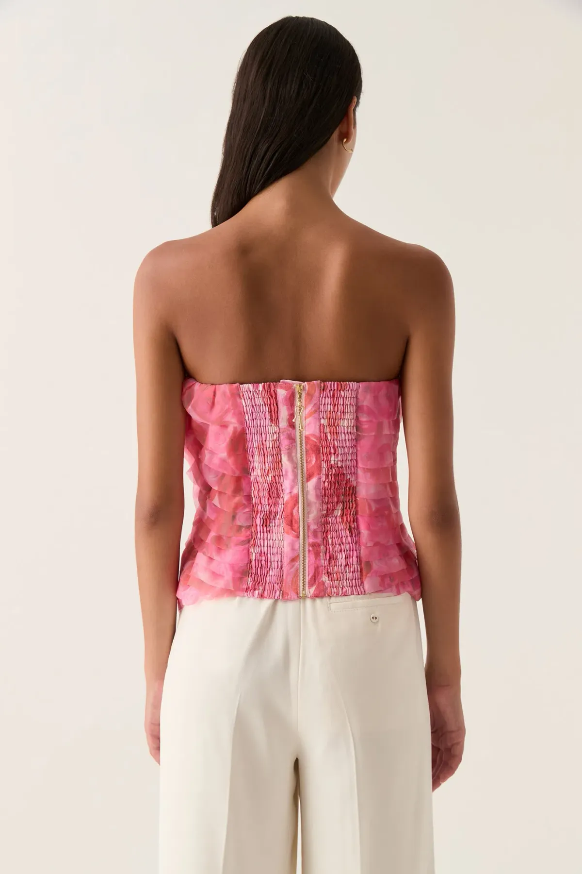 Aje Charmed Rosette Ruffle Bustier and Valeria Asymmetric Midi Skirt Set Misty Rose Size 16 - Image 3