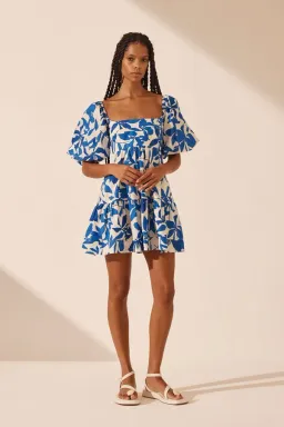 Shona Joy Tiered Mini Dress Blue Floral Size 6 for rent on The Volte - image 1