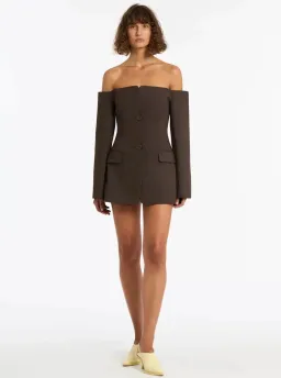 Sir the Label Sandrine Tailored Mini Dress Brown Size 2/ Au 10 for rent on The Volte - image 1