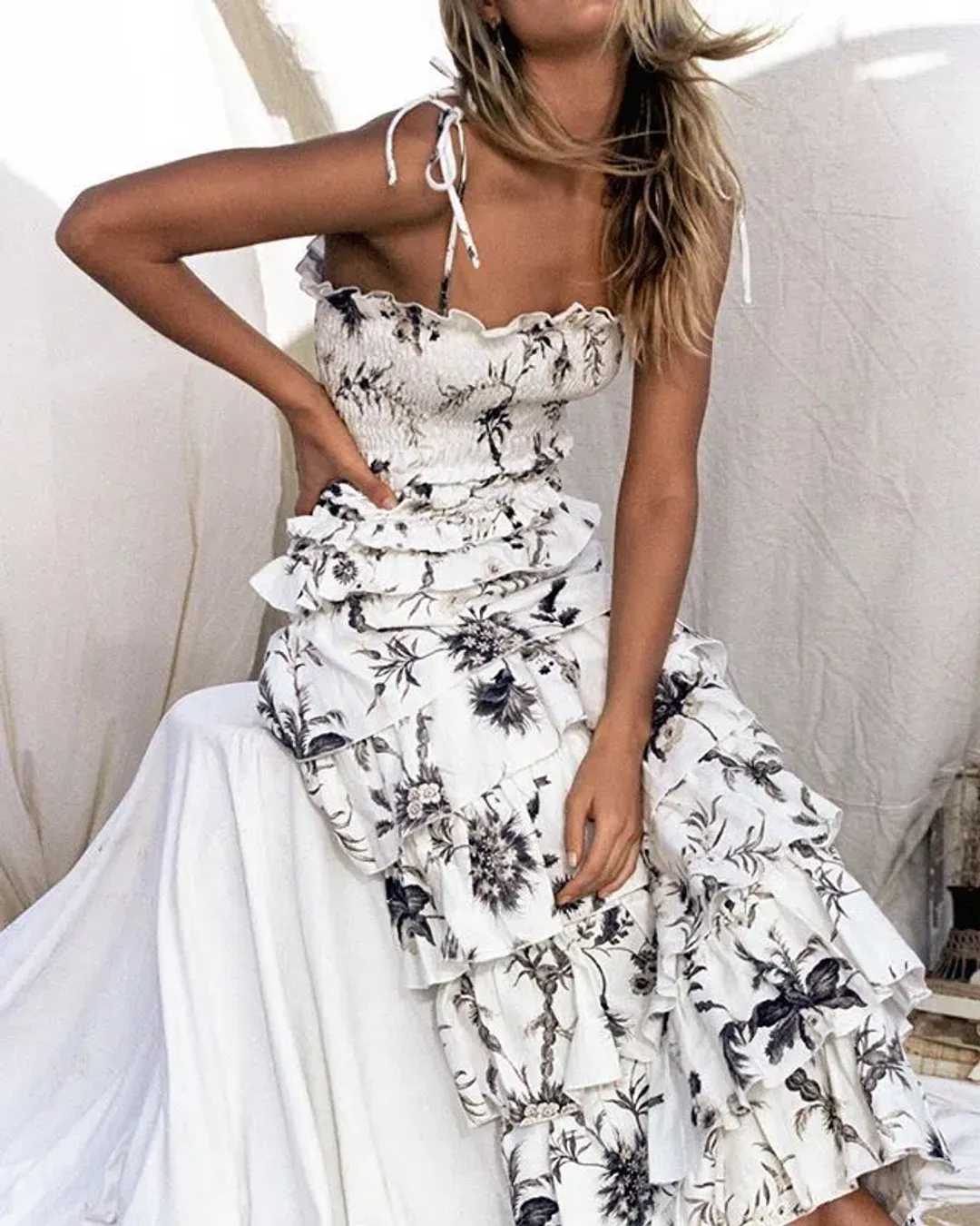 Sir the Label Marielle Ruffle Maxi Dress Floral Size 10 for rent on The Volte - main image