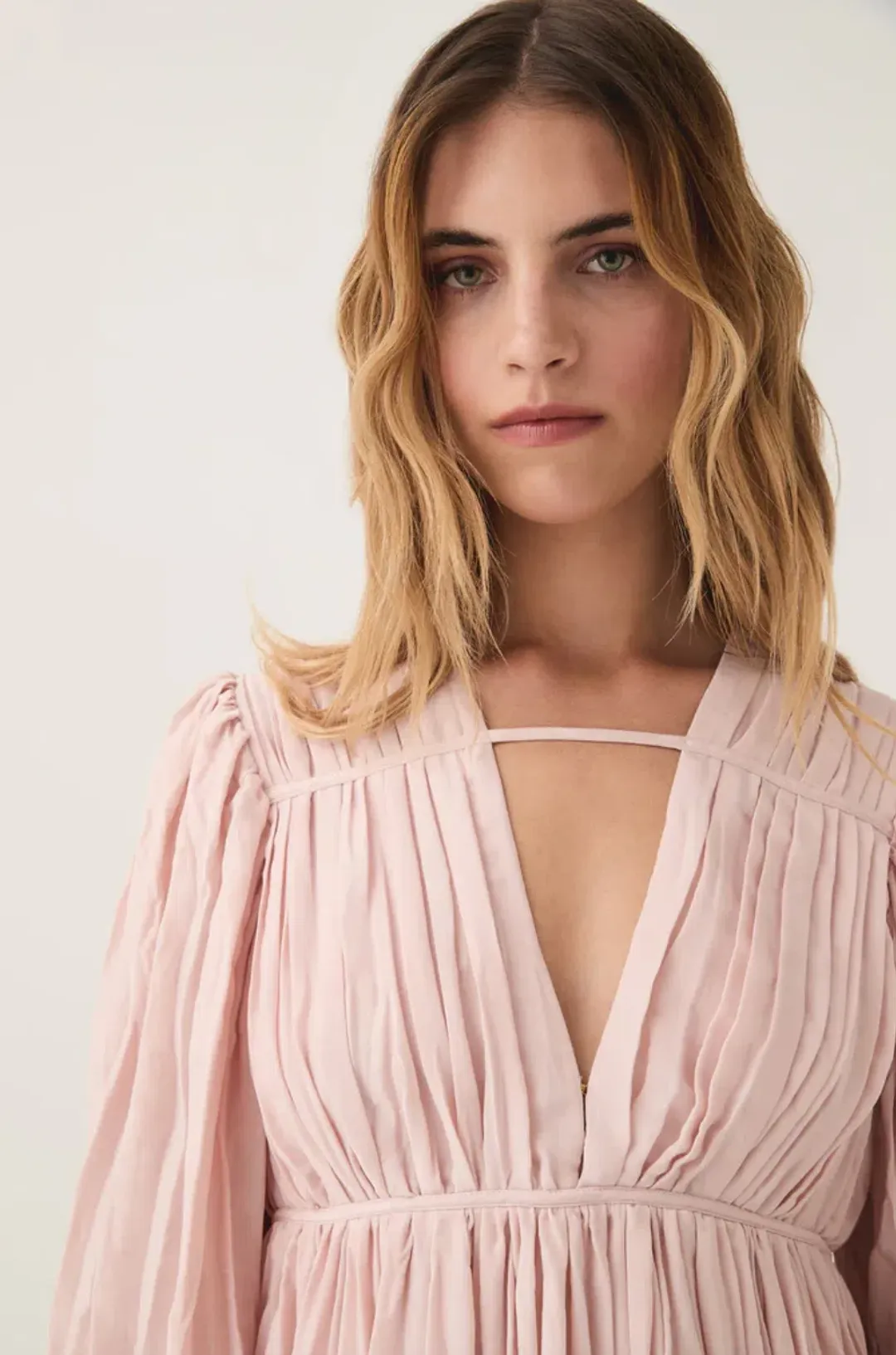 Aje Catalyst Pleated Midi Dress Blush Pink Size AU 14 for rent on The Volte - main image