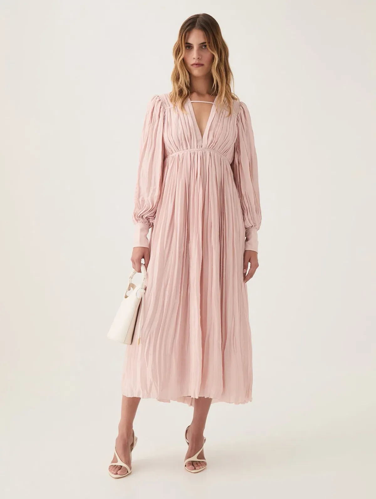 Aje Catalyst Pleated Midi Dress Blush Pink Size AU 14 - Image 1