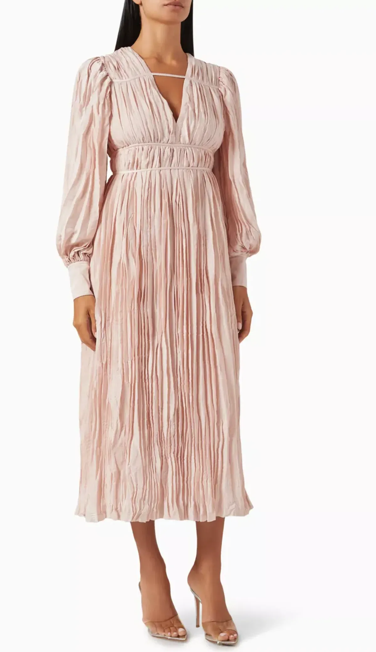 Aje Catalyst Pleated Midi Dress Blush Pink Size AU 14 - Image 5