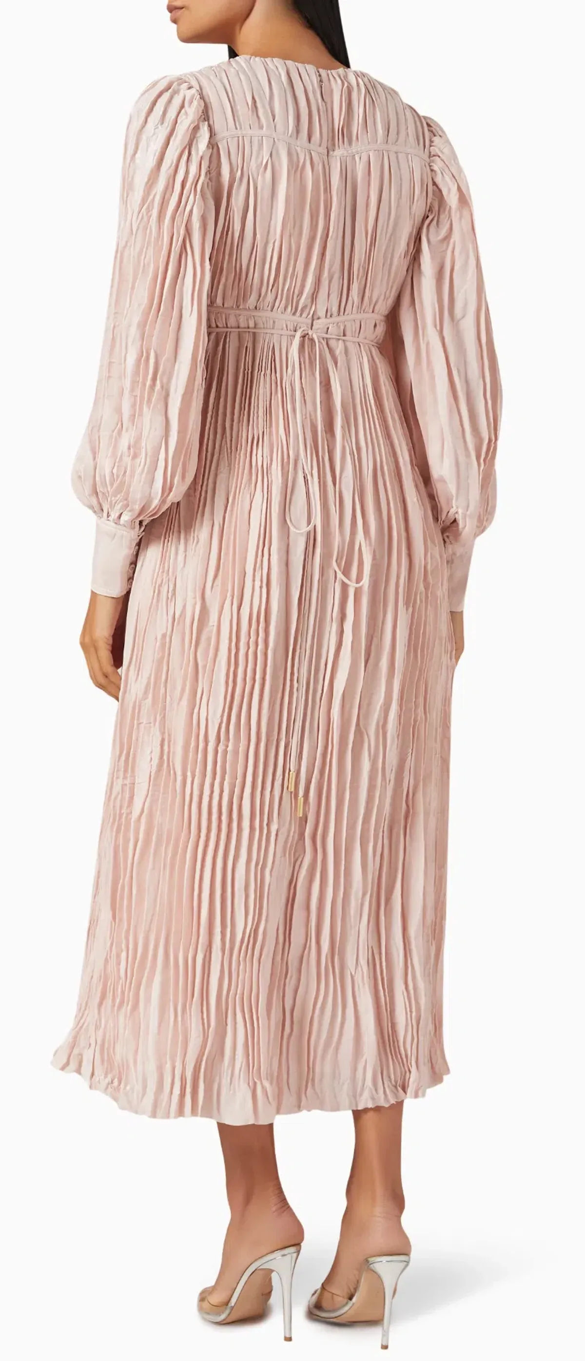 Aje Catalyst Pleated Midi Dress Blush Pink Size AU 14 - Image 4