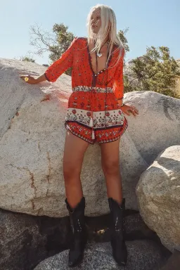 Spell Desert Wanderer Playsuit Sunset Red Size XL / AU 14 for rent on The Volte - image 1