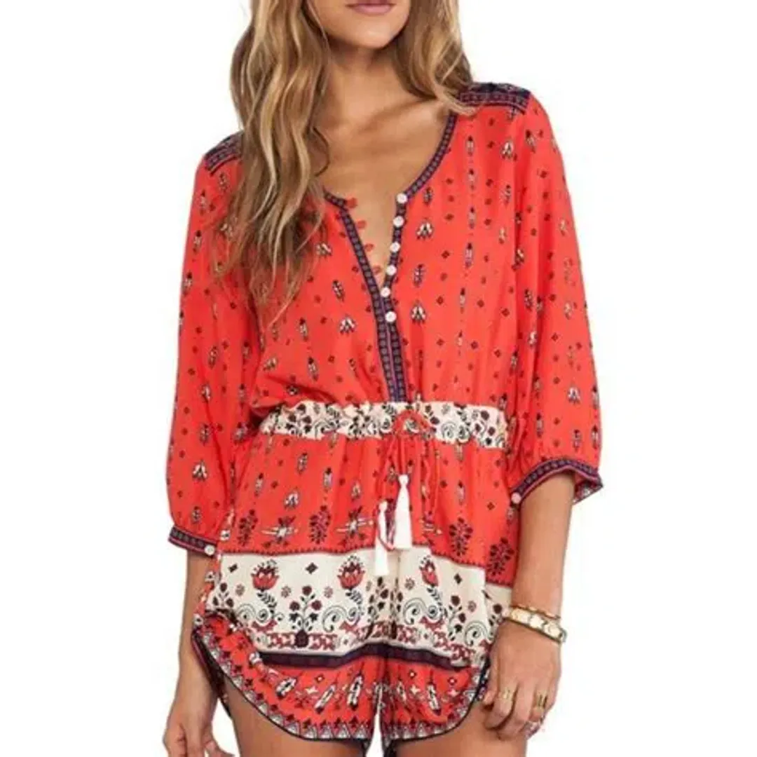 Spell Desert Wanderer Playsuit Sunset Red Size XXL / AU 16 for rent on The Volte - main image