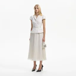 Self Portrait Textured Midi Dress White Size AU 8 for rent on The Volte - image 1