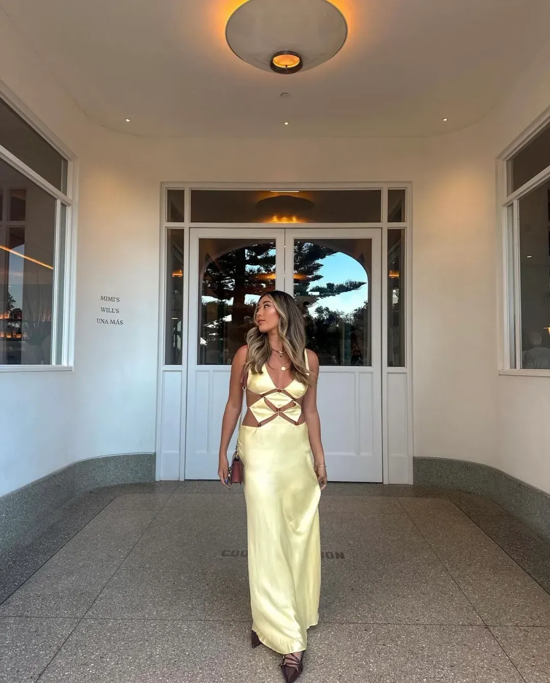 Bec & Bridge Agathe Diamond Dress Butter Yellow Size AU 8 for rent on The Volte - main image