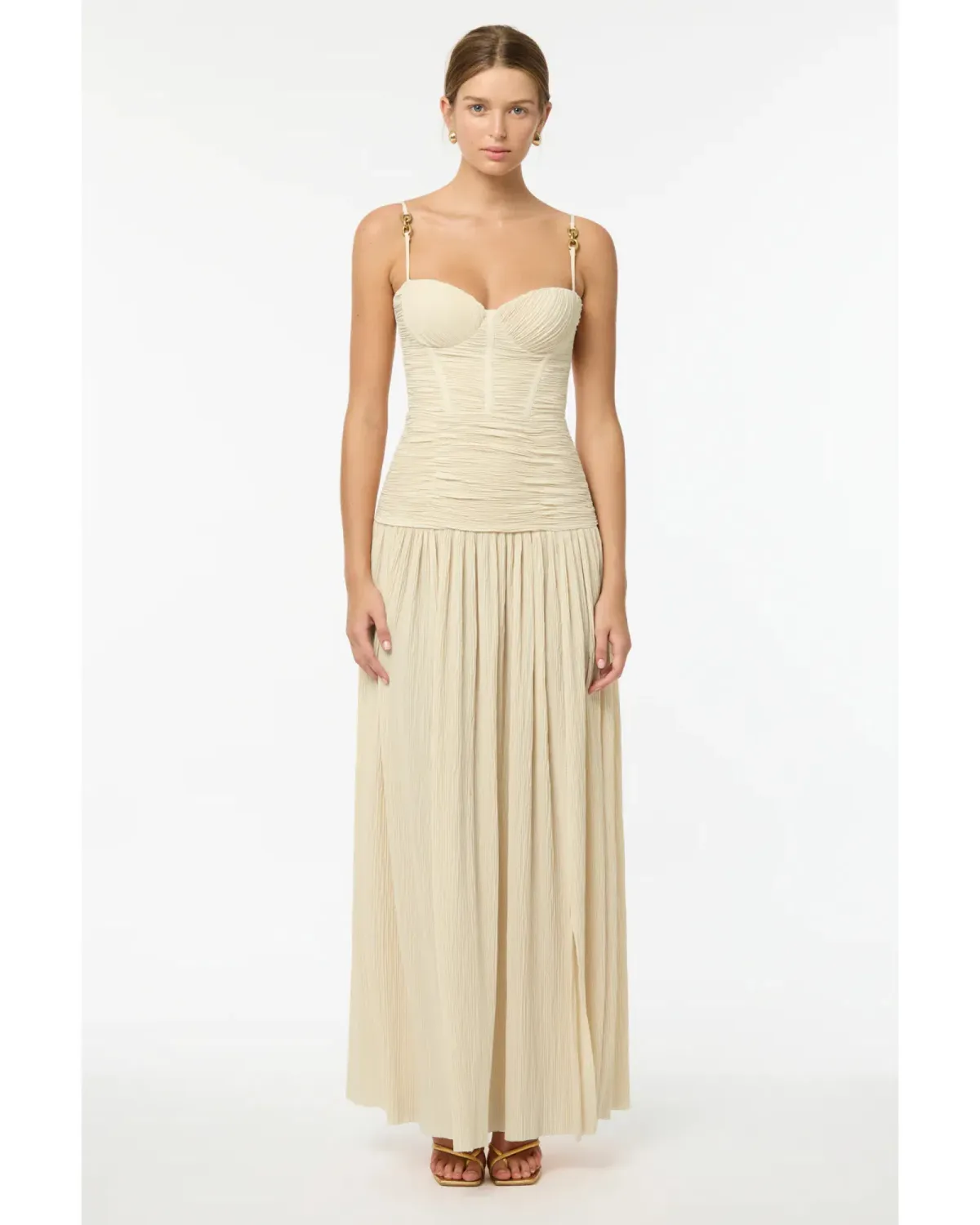 Manning Cartell Double Time Pleat Dress Cream Size AU 8 - Image 1