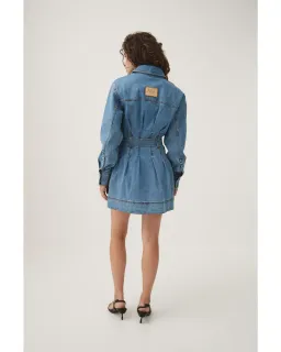 Aje Aradia Denim Mini Dress Classic Wash Size AU 4 for rent on The Volte - image 3
