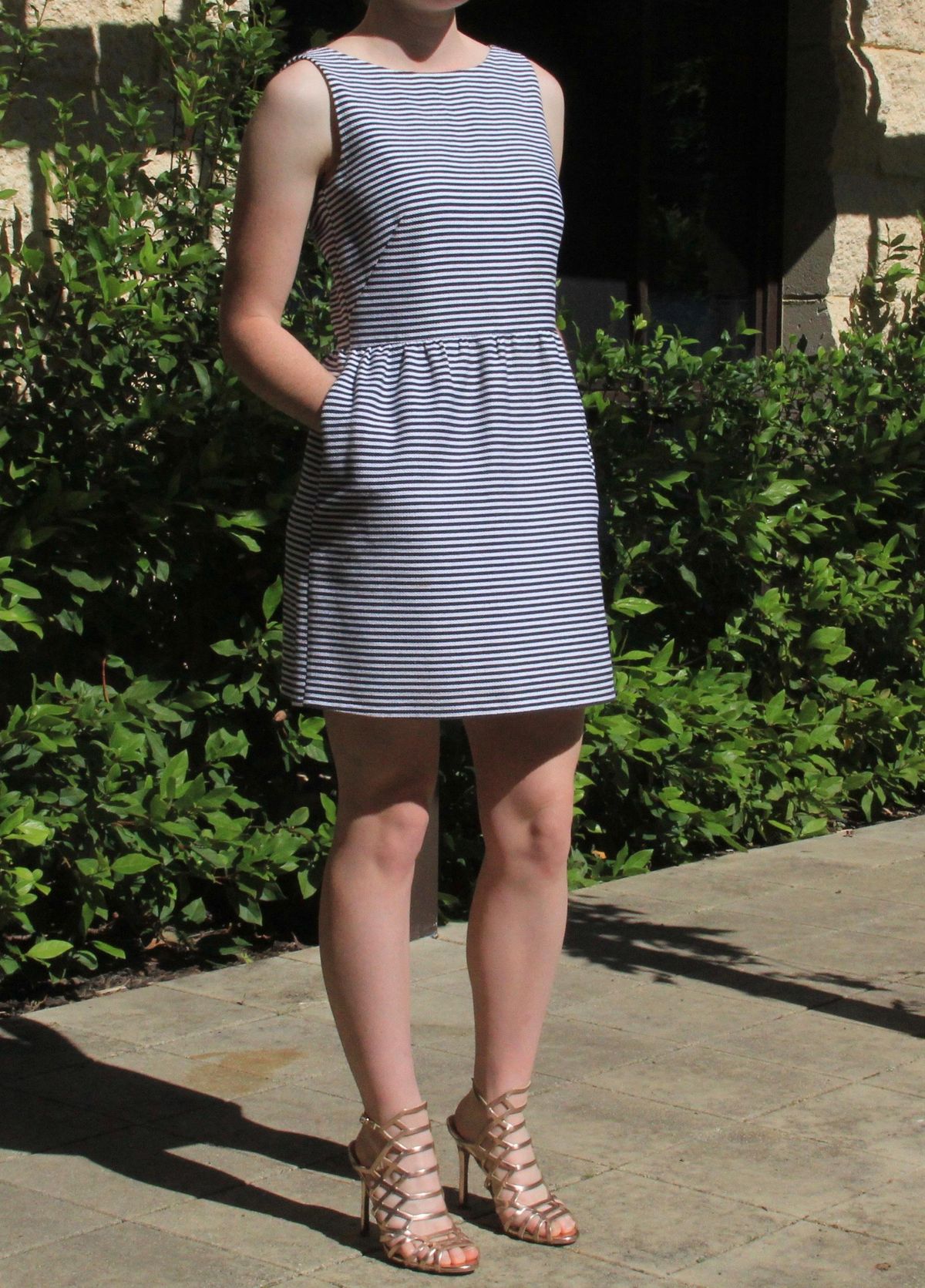 Red Valentino Stripe Sleeveless Mini Dress Print Size 10 - Image 1