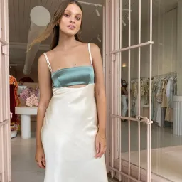 Bec & Bridge Carrie Maxi Dress Green/Cream Size 6 for rent on The Volte - image 3