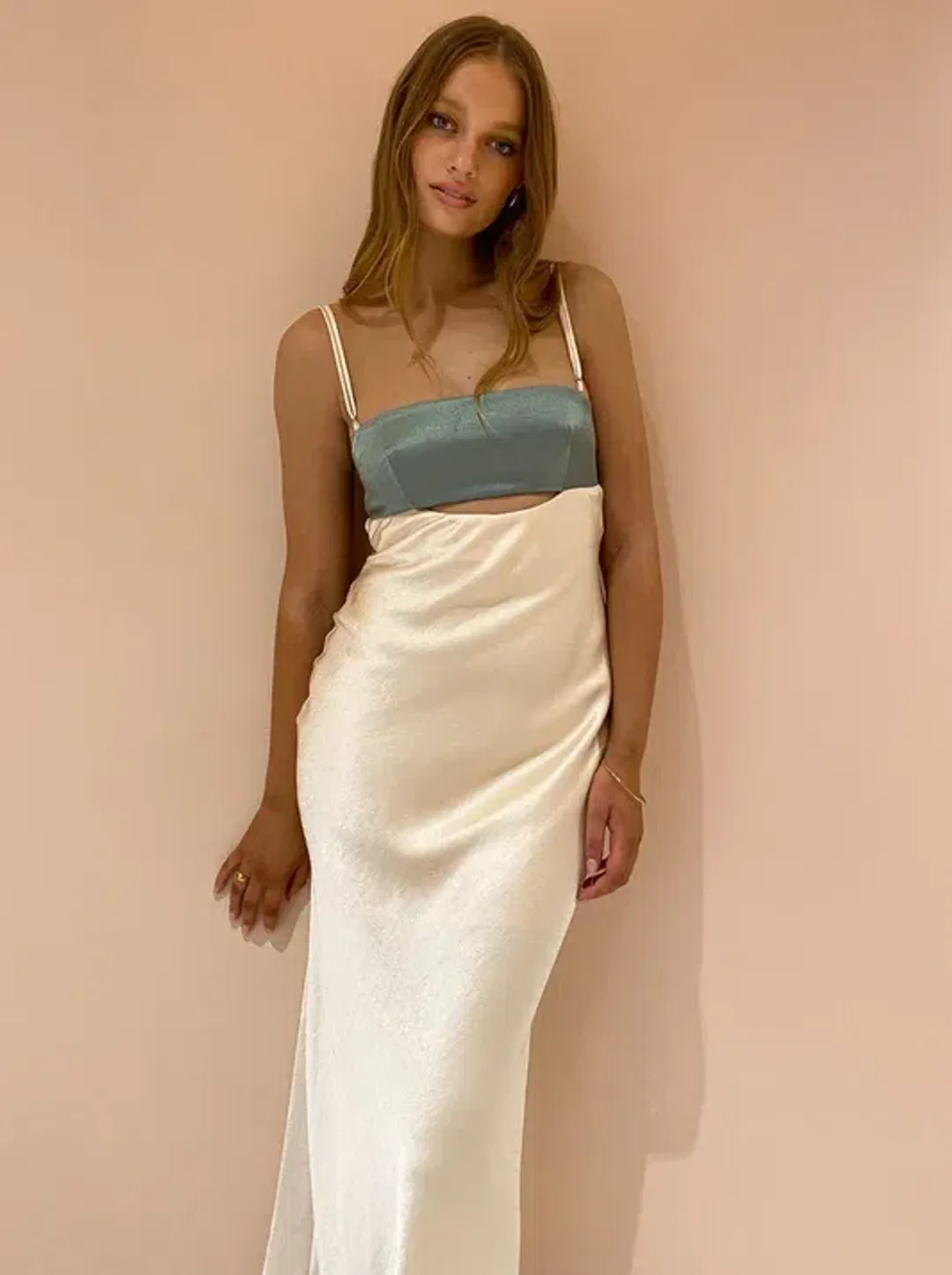 Bec & Bridge Carrie Maxi Dress Green/Cream Size 6 for rent on The Volte - main image