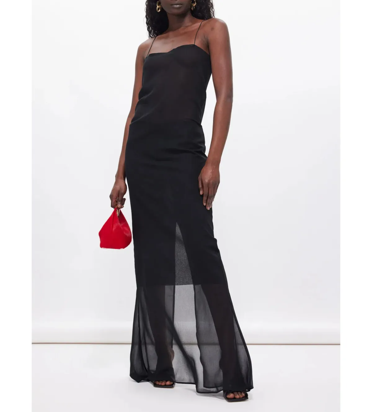 Jacquemus Brezza Slit-hem Chiffon Gown Black Size 8 - Image 1
