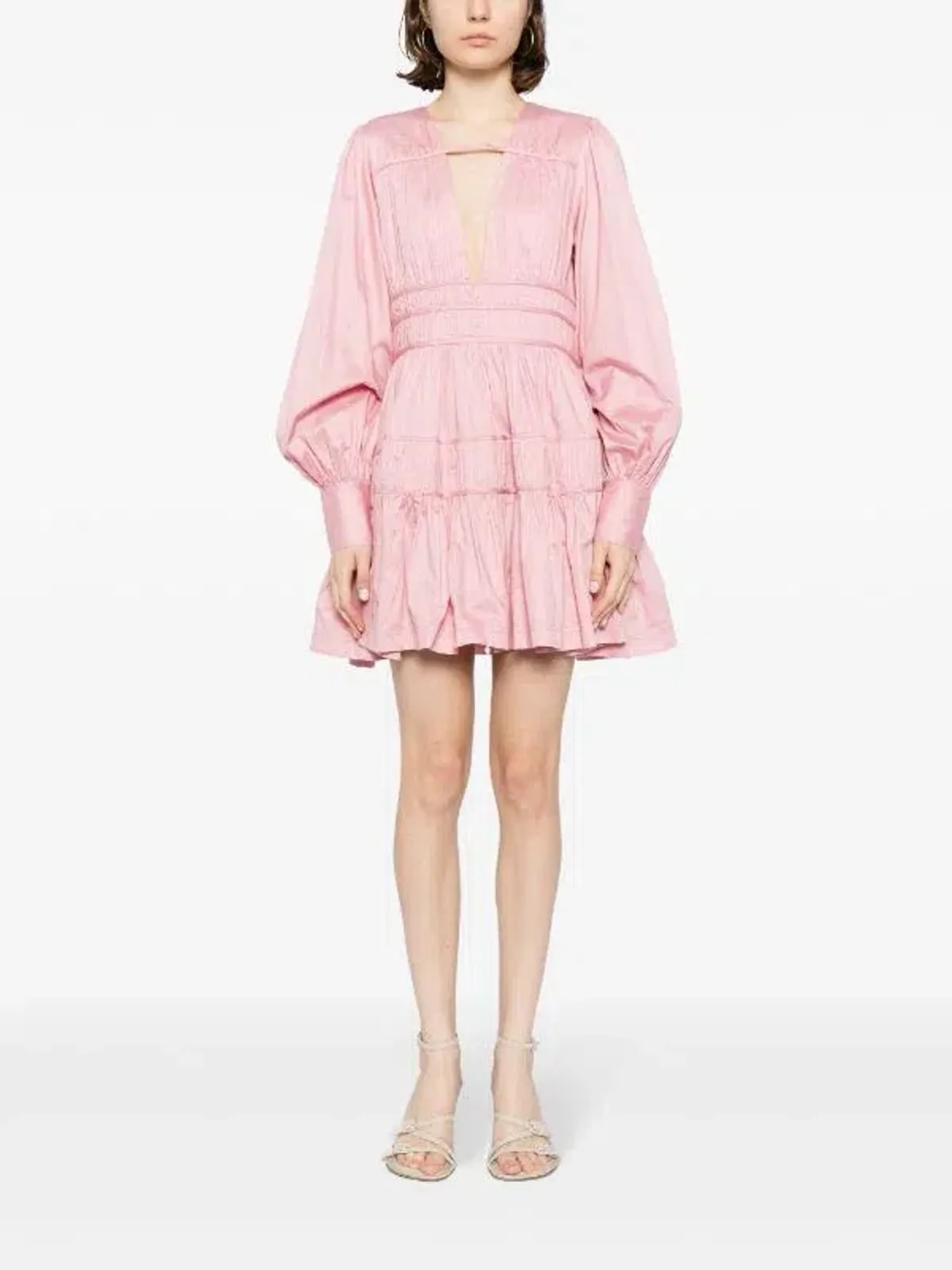 Aje Fallingwater Ruched Mini Dress Chalk Pink Size 8 - Image 5