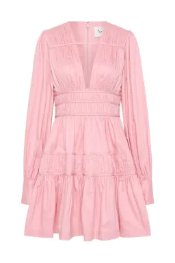 Aje Fallingwater Ruched Mini Dress Chalk Pink Size 8 for rent on The Volte - image 8