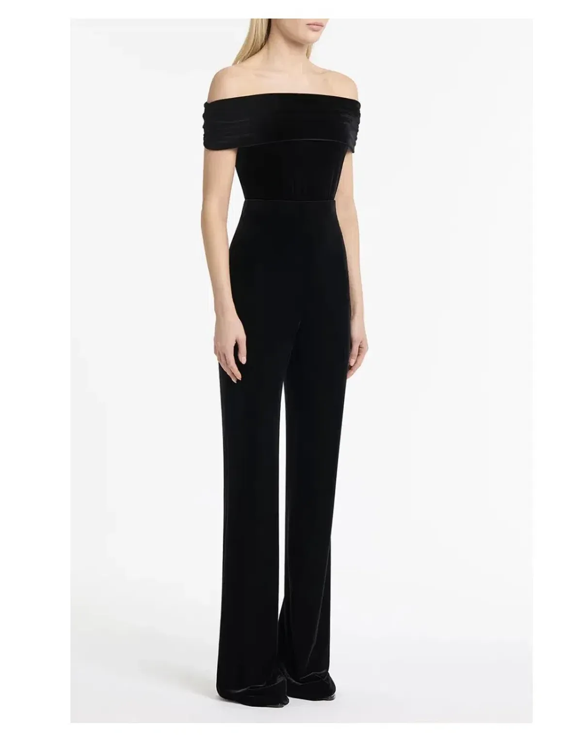 Carla Zampatti Off Shoulder Bodysuit Top and Velvet Pant Black Size 6 - Image 6